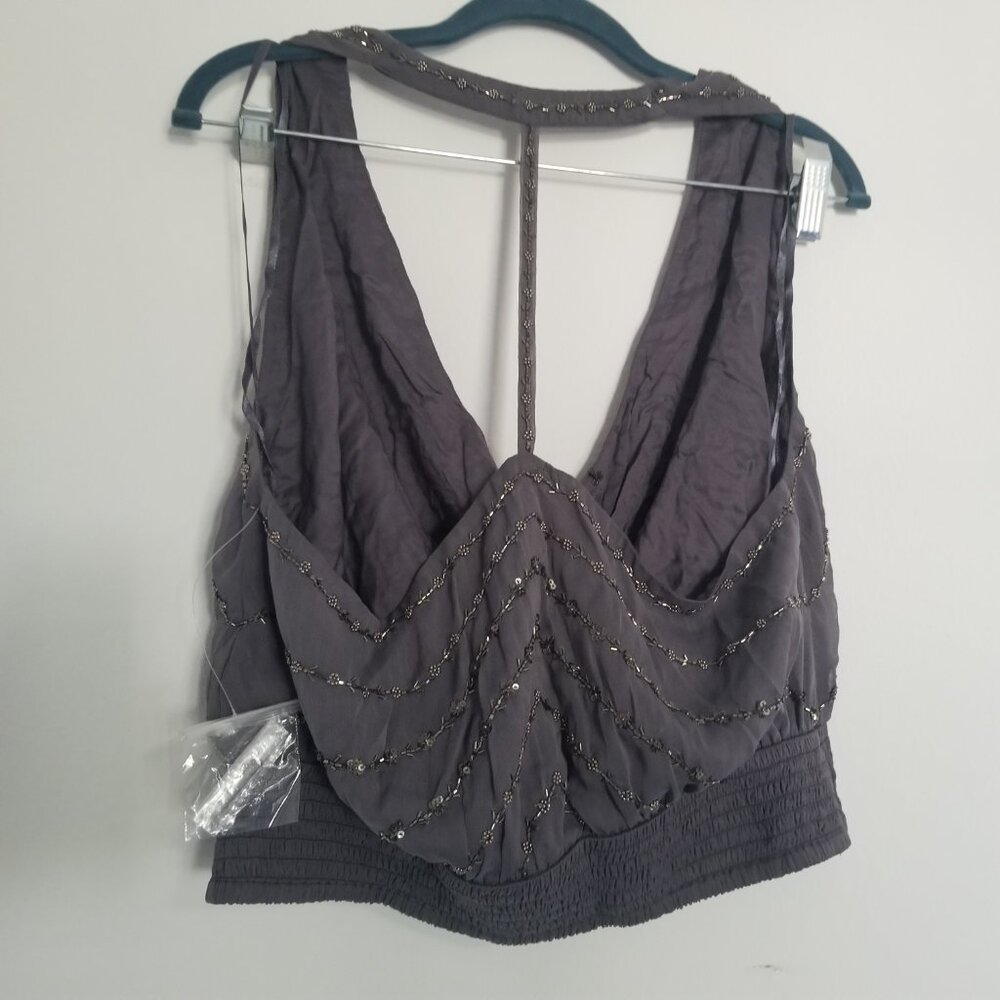 Free People Floral Beaded Crop Top L NWT - Picture 3 of 6